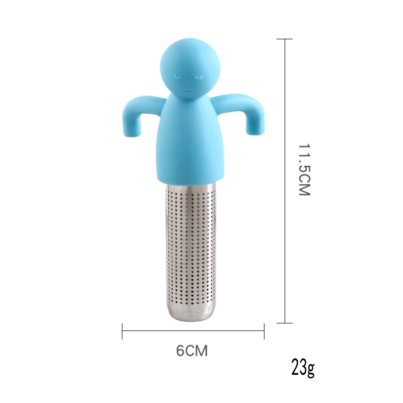 Creative Silica Gel Tea Strainer Tea Making Tools Stainless Steel 304 Tea Strainer Cute Little Man Separated by Tea Dust Lazy Man Tea Infuser