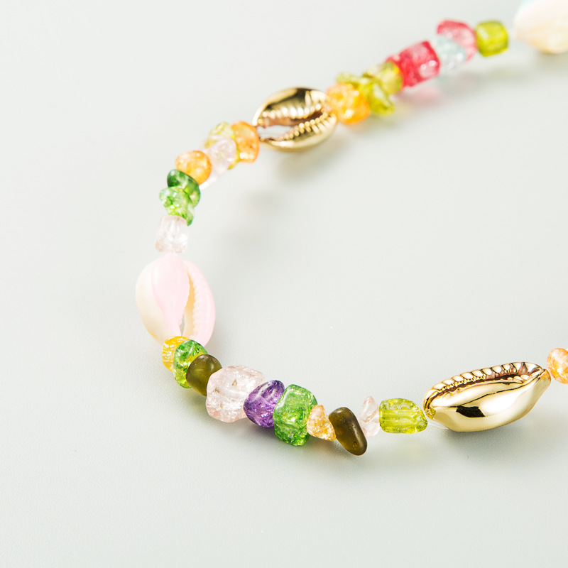 欧美范夸张彩色树脂贝壳项链潮流嘻哈锁骨链波西米亚民族风毛衣链