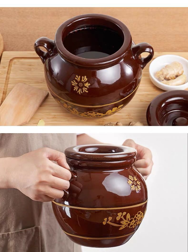 陶瓷油罐厨房用品家用油坛土陶油壶耐高温装猪油罐子盐罐米桶米缸