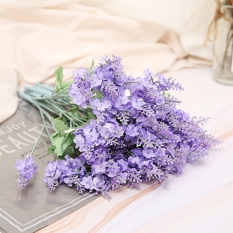 批发假花仿真绿植薰衣草花束 欧式室内婚庆装饰10头薰衣草仿真花
