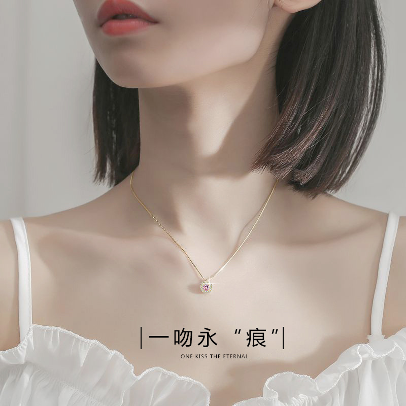 项链女锁骨链s925纯银镶奥地利水晶吊坠简约时尚镶钻吊坠配饰礼物