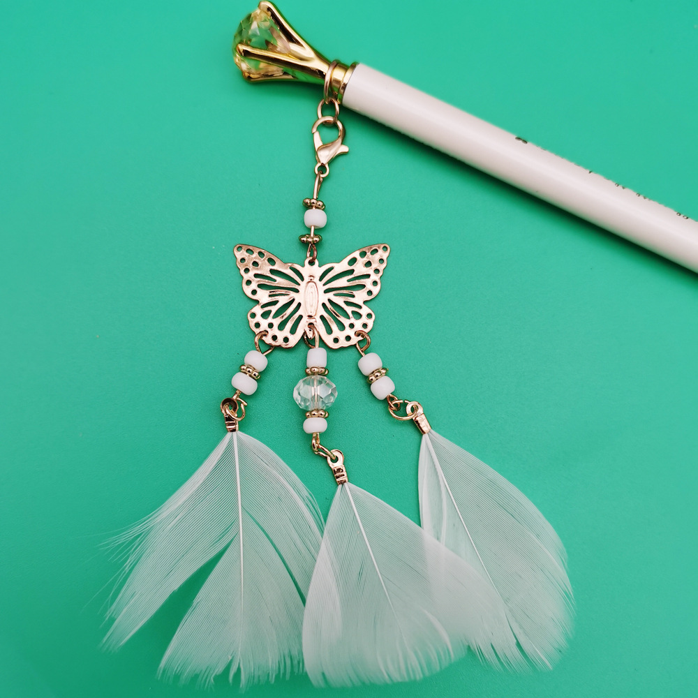 欧飞亚蝴蝶羽毛吊坠活动铅笔05钻石头自动铅笔韩版可爱少女挂件笔