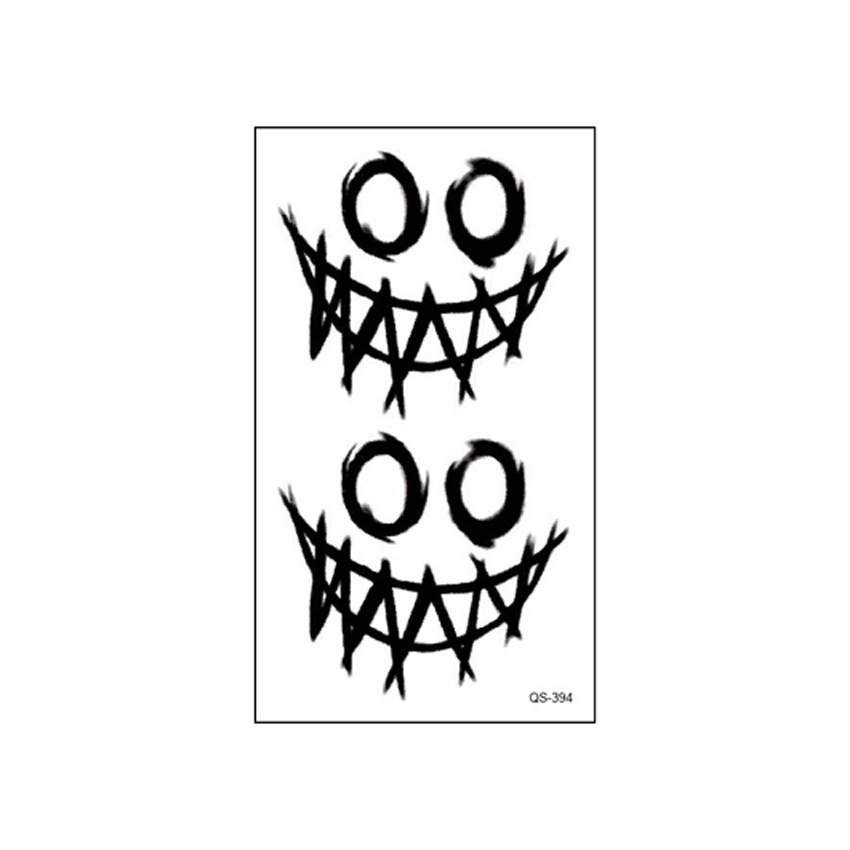 笑脸纹身贴黑白鬼脸万圣节纹身贴遮疤痕男女款小清新