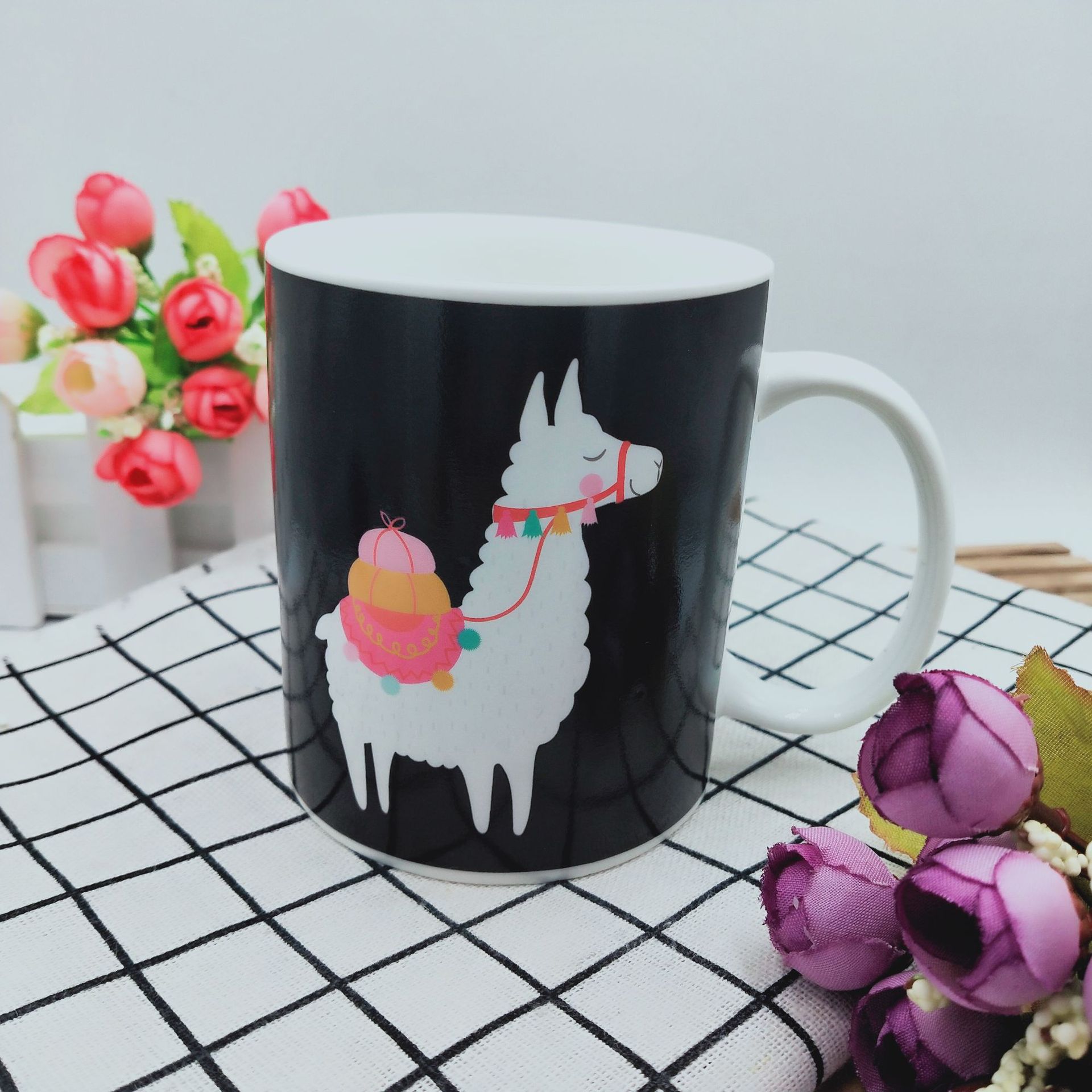 陶瓷变色杯厂家混批定制图案感温杯预热变色马克杯魔术陶瓷杯变色