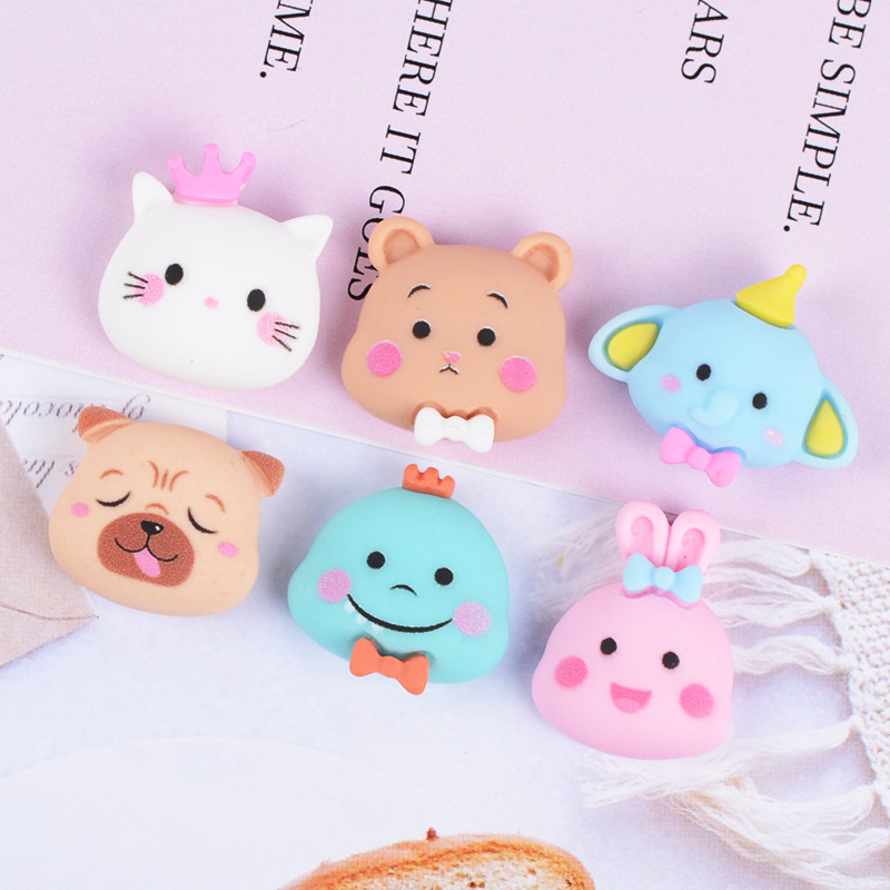 仿真卡通小动物 奶油滴胶手机壳diy材料发饰胸针diy饰品 树脂配件