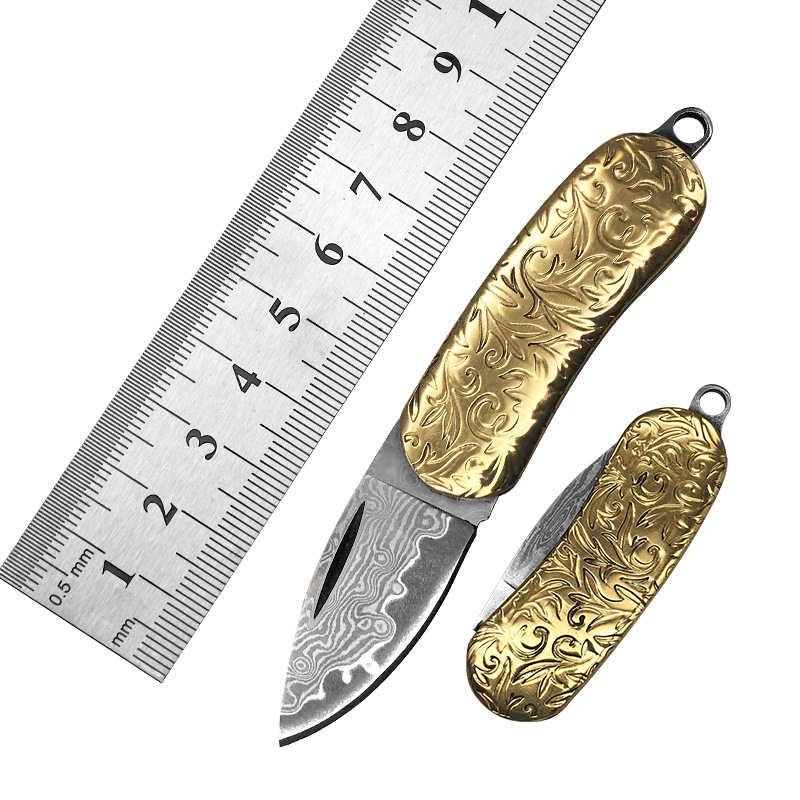 迷你大马士革口袋刀小折叠刀拆快小刀随身便携折刀精品小刀