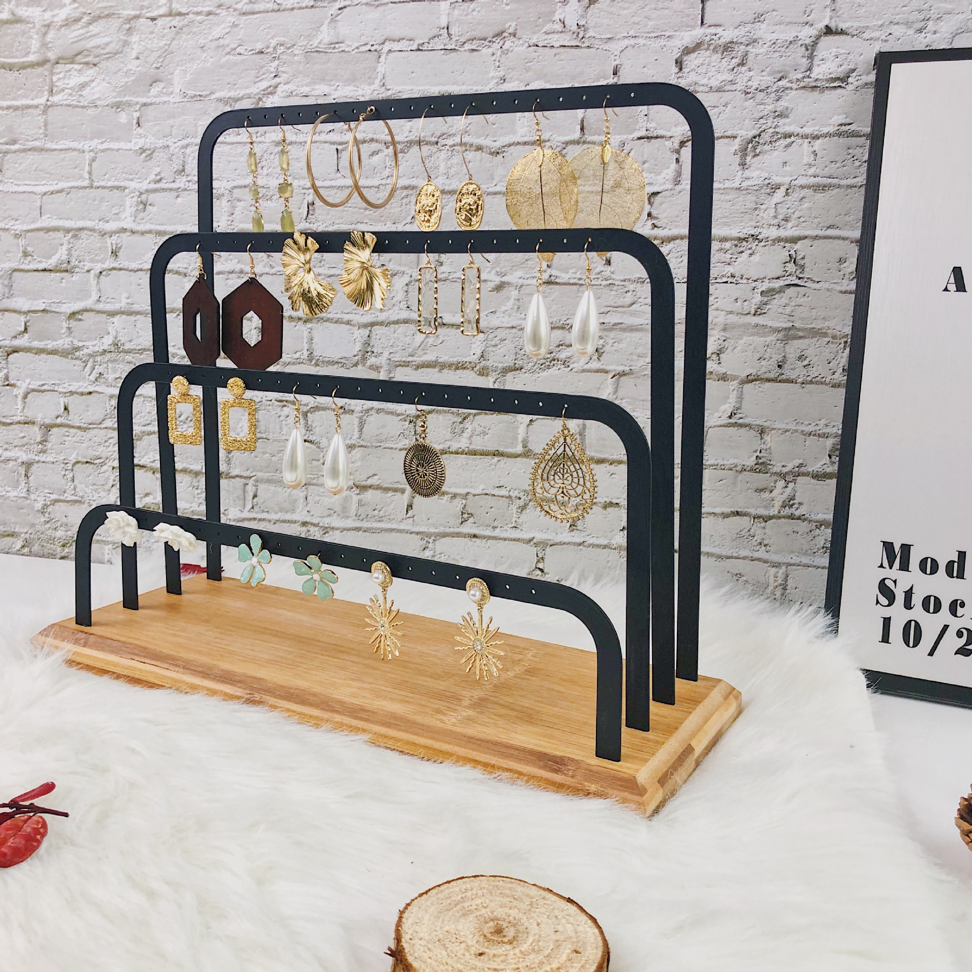 铁艺耳环展示架多层耳钉架挂卡纸饰品陈列架首饰收纳架直播摆摊