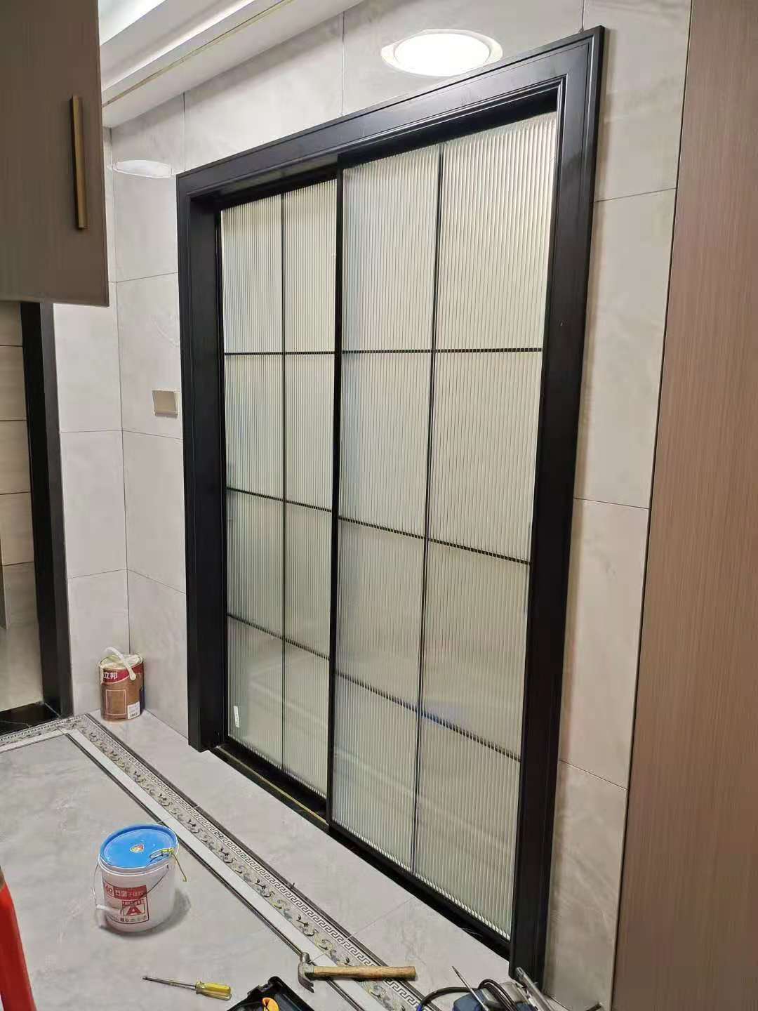 两轨铝合金推拉门厨房阳台推拉门厂家定制两联隔断门极窄推拉门