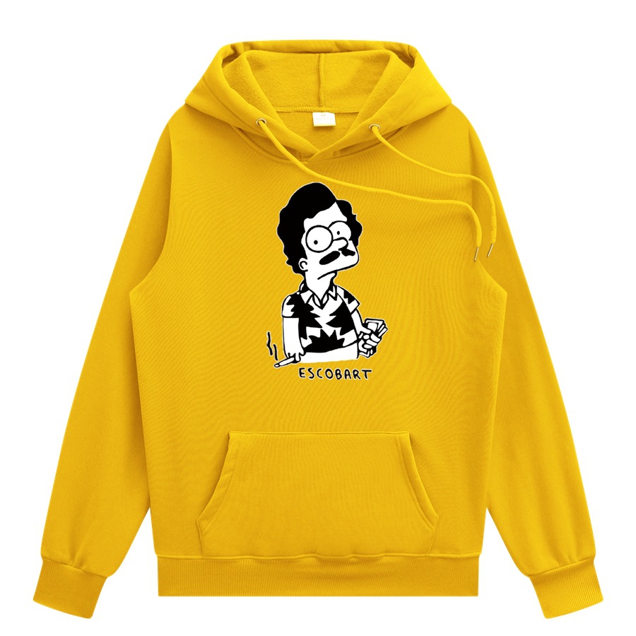 一件代发 外贸春秋新款休闲时尚男欧码卡通人物吸烟套头连帽卫衣