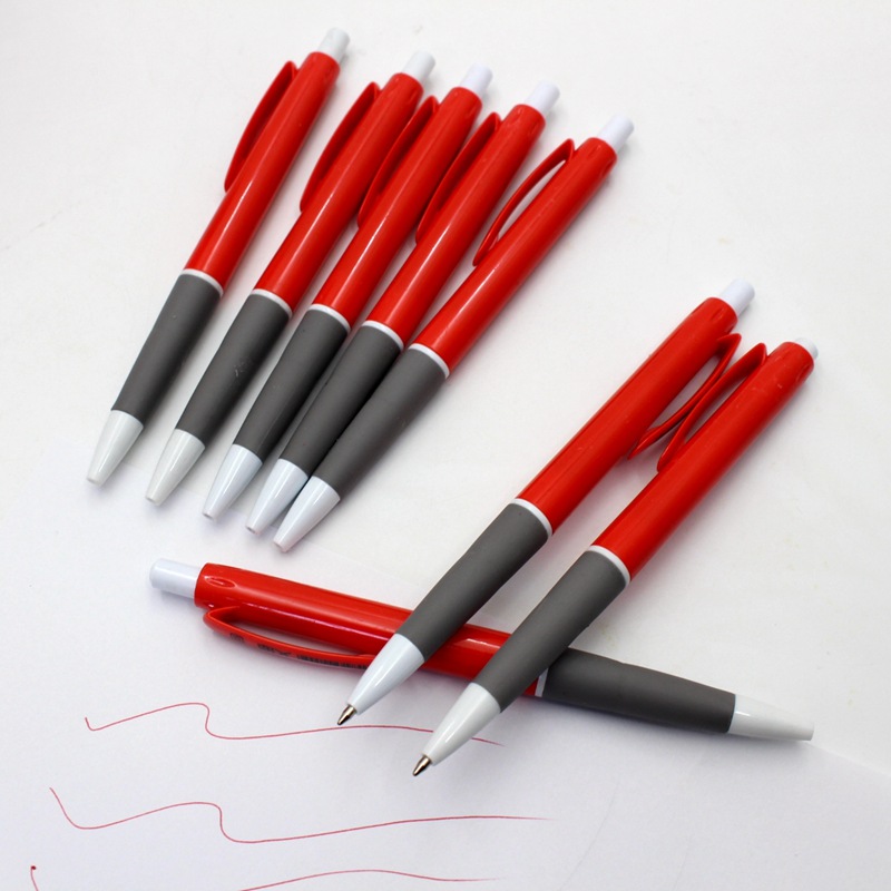 批发圆珠笔按动圆珠笔学生红色原子笔0.5mm子弹头中油笔办公文具
