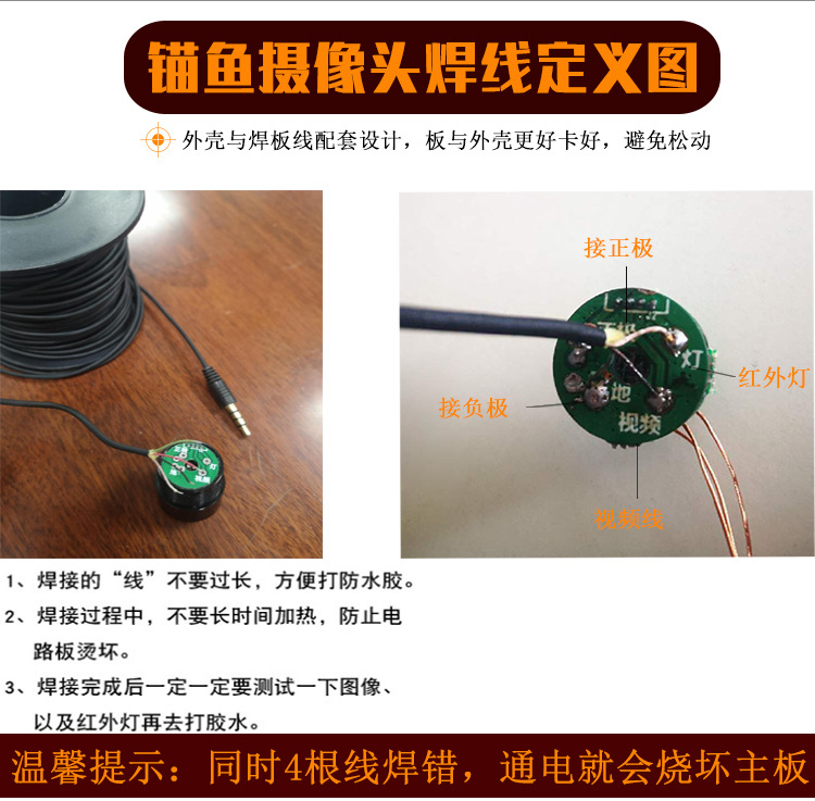水下可视锚鱼摄像头视频模组高清星光夜视浑水穿透钓鱼摄像头套料
