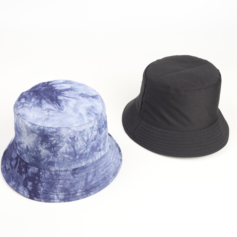 European and American New Ink Painting Bucket Hat Men's and Women's Korean National Style Trendy Tie-Dyed Double-Sided Wear Bucket Hat Sun Hat