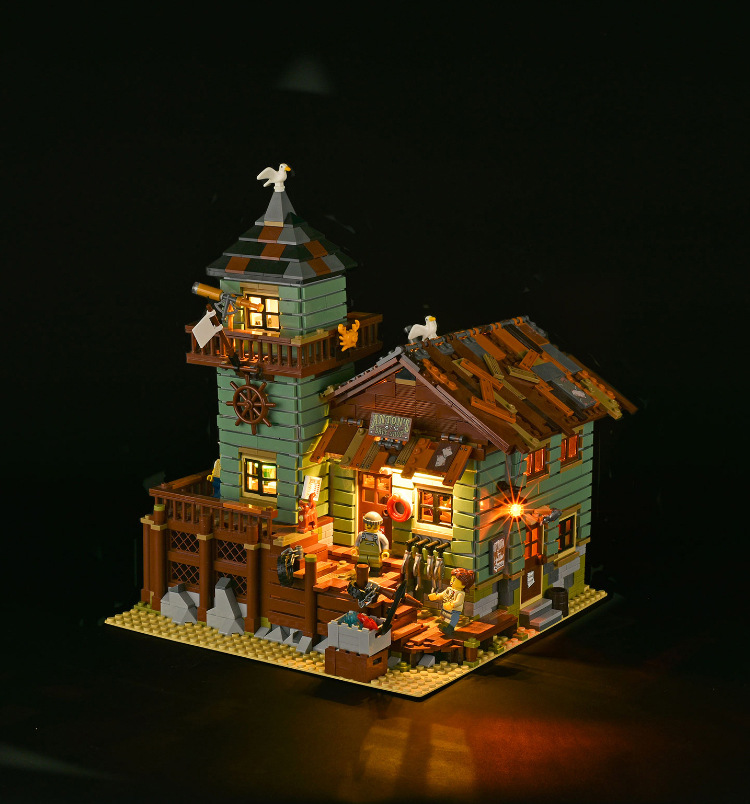 兼容乐高积木21310老旧渔屋led灯饰创意渔夫小屋diy灯