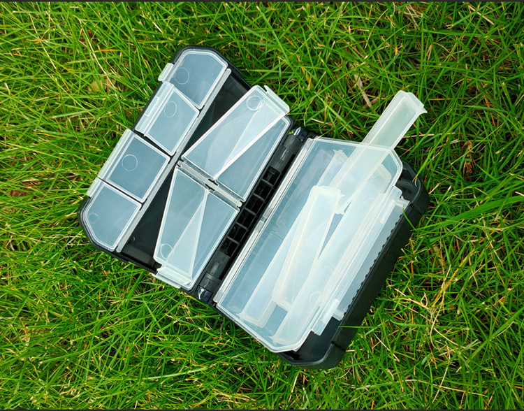 小号配件盒鱼钩盒路亚钓鱼软饵拟饵盒假饵双层工具盒多功能分类盒