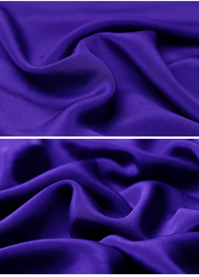 云绫27姆米重磅加厚弹力重绉真丝布料紫海蓝夏季女连衣裙服装面料