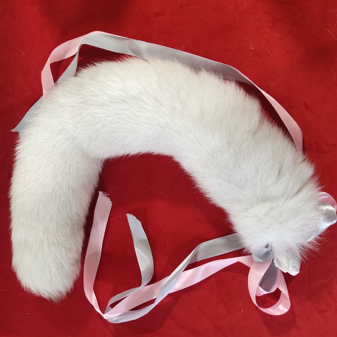 纯白色狐狸尾巴肛塞真狐狸尾巴毛可以做各种尺寸男女后庭玩具