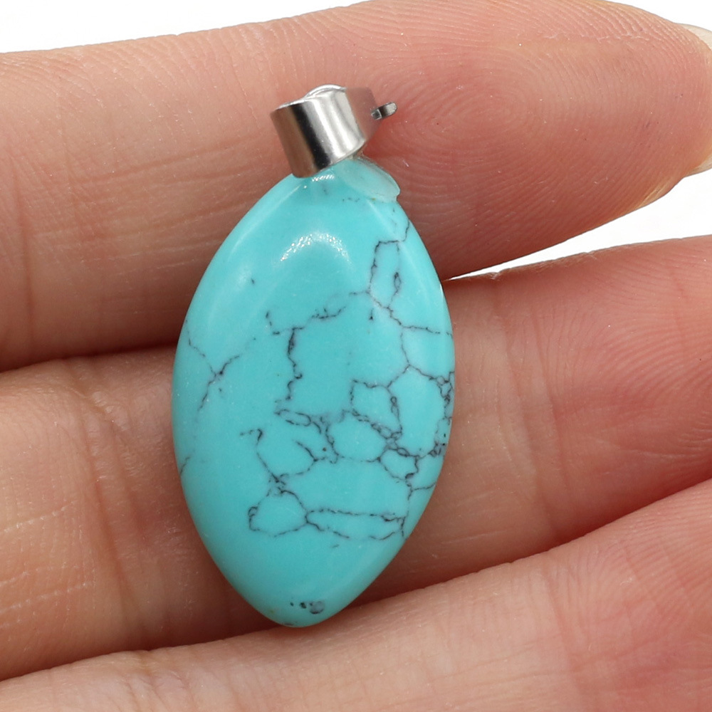 精美天然石头马眼形半宝石吊坠 用于diy饰品配件手工首饰制作批发