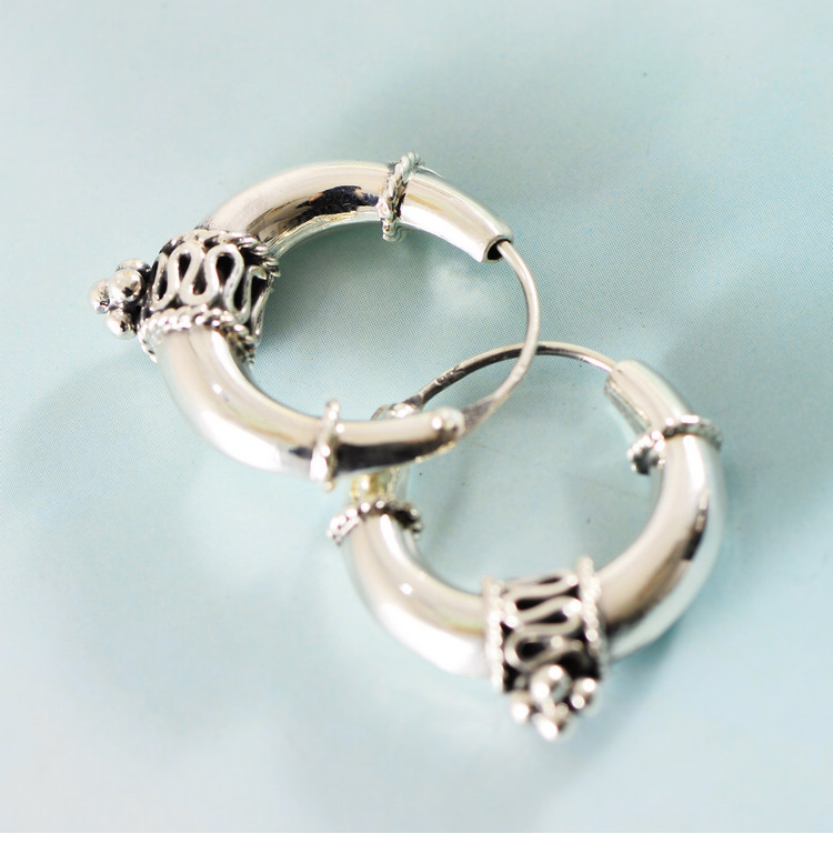 小黑银饰s925纯银复古精巧带坠月牙耳环小众时尚女耳饰批发