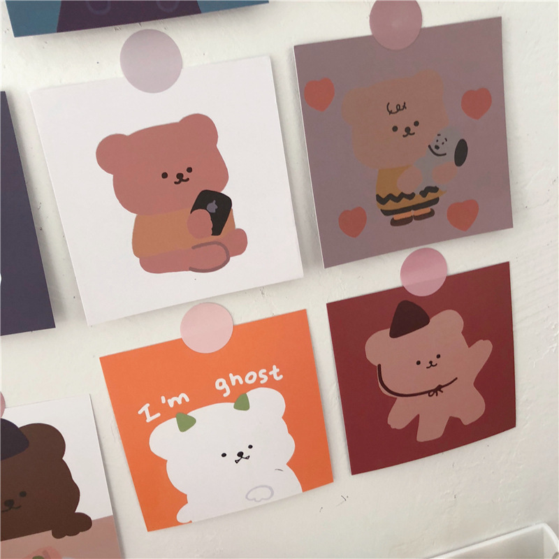 韩国超萌软糖小熊手账卡片 ins风可爱卡通卧室墙面装饰 摆拍道具