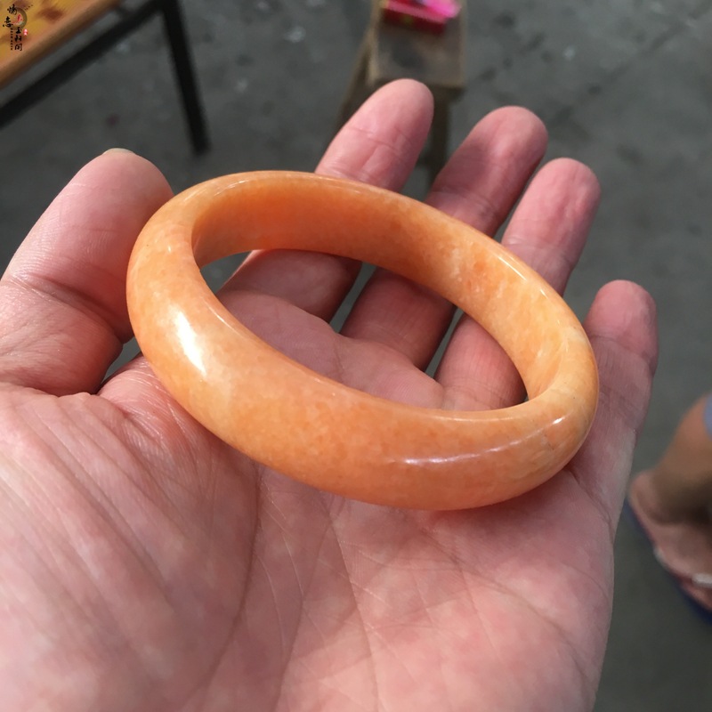 天然玉石米黄色手镯晚霞红大理石玉镯女款地摊货礼品手镯批发