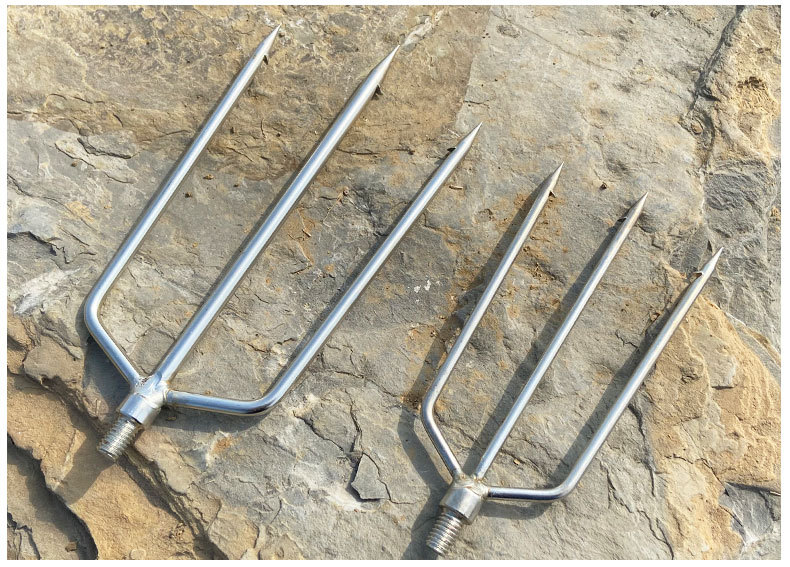 不锈钢鱼叉捕鱼叉8mm接口叉鱼器带倒刺鱼叉老鳖叉排叉不锈钢鱼叉