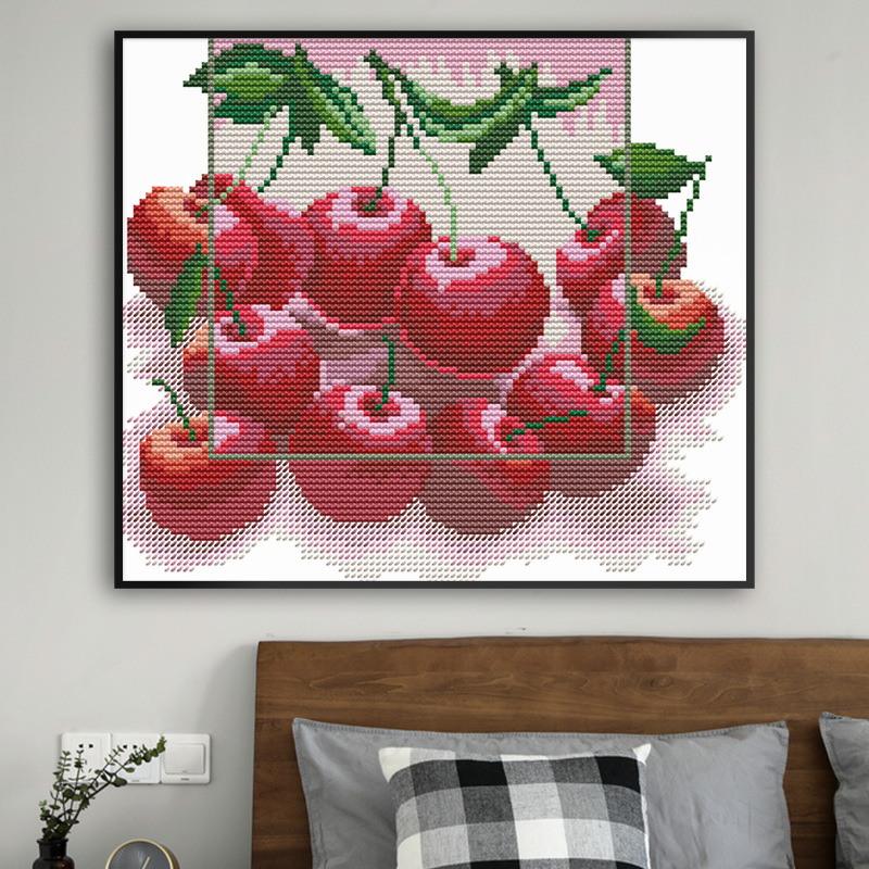 nkf十字绣新款静物系列红樱桃客厅挂画刺绣diy材料钻石画厂家批发