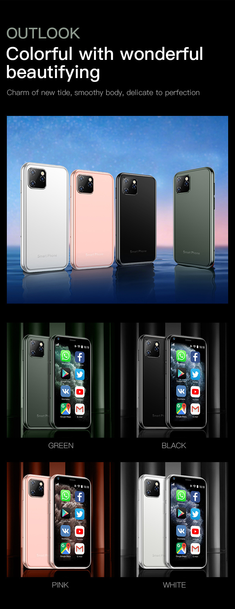 跨境爆款soyes xs11超薄迷你手机四核智能袖珍 索野手机 双卡双待