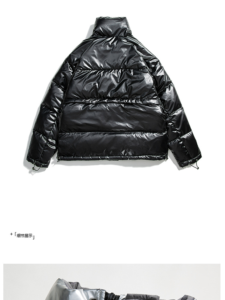 冬90白鸭绒亮面羽绒服男2020潮牌oversize漆皮面包服外套