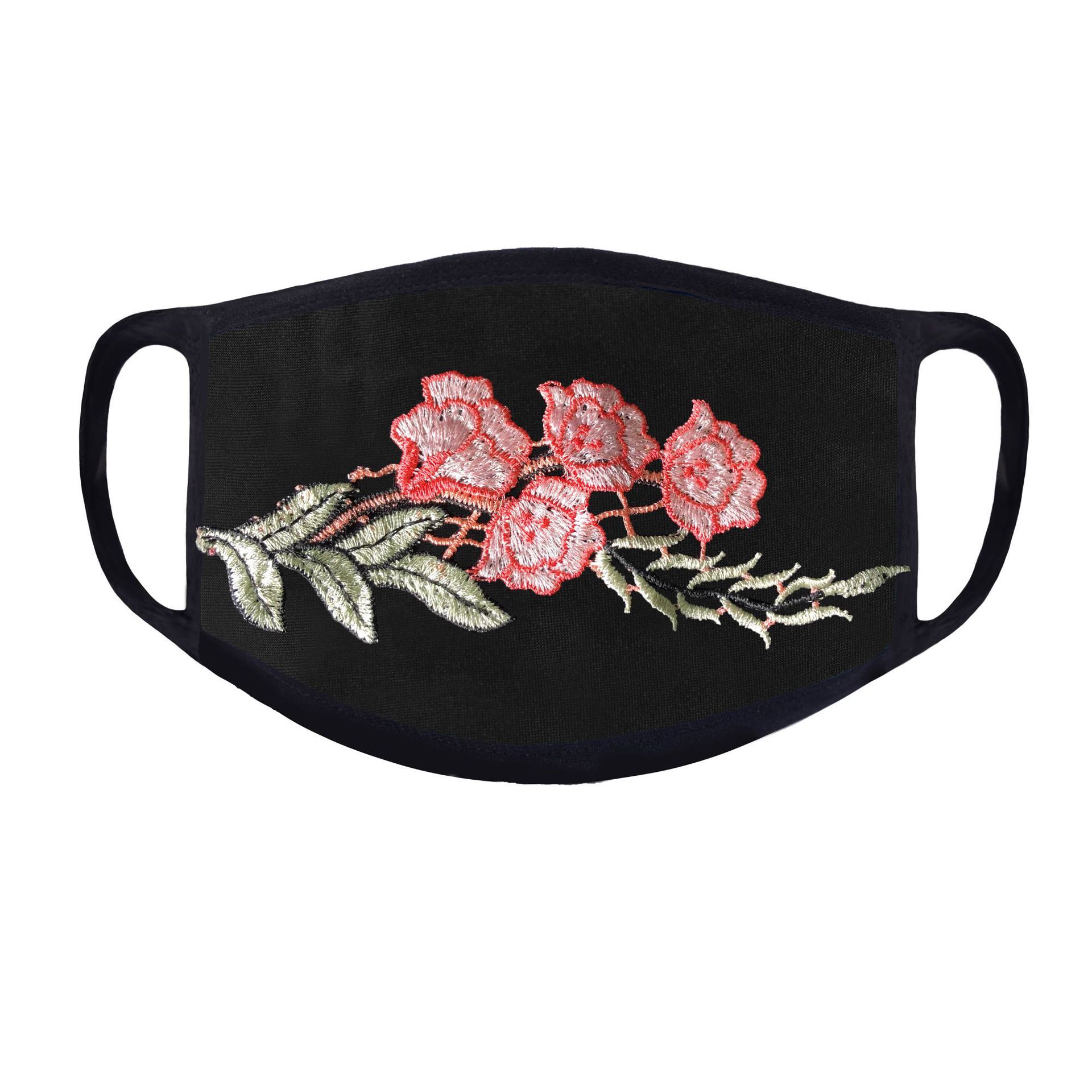 b0134春夏季防晒防尘可水洗男女成人绣花贴图口罩透气薄款口鼻罩