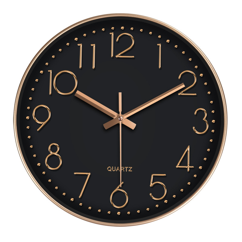 [12-Inch 30cm] Fashion Noiseless Hanging Clock Creative Three-Dimensional Digital Scale Wall Clock Punch-Free Clock