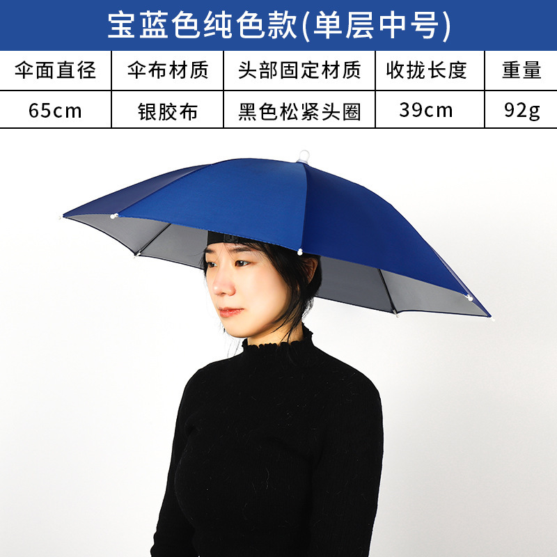 Double-Layer Windproof Rainproof Fishman Umbrella Hat Head-Mounted Umbrella Sun Protection Folding Top Umbrella Hat Outdoor Sun Protection Fishing