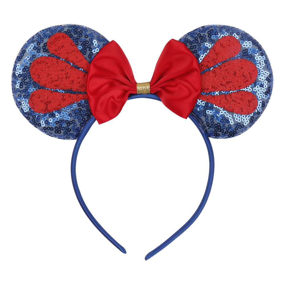 跨境热销迪士亮片尼发箍 游乐园同款米妮米老鼠头饰大蝴蝶结头箍