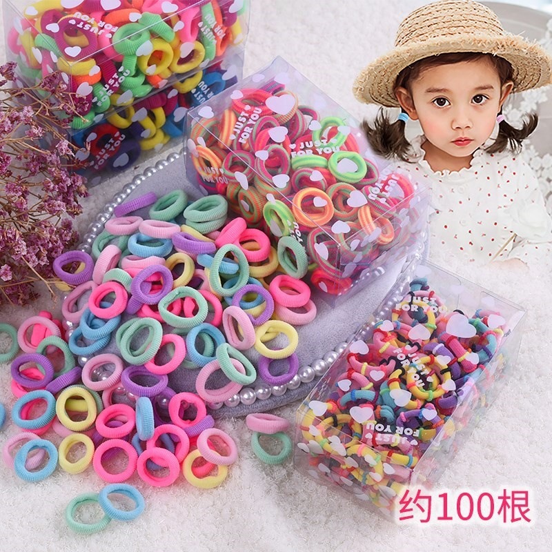 children‘s hair band boxed high elastic seamless head rope girls do not hurt hair tie small rubber band baby color hair rope