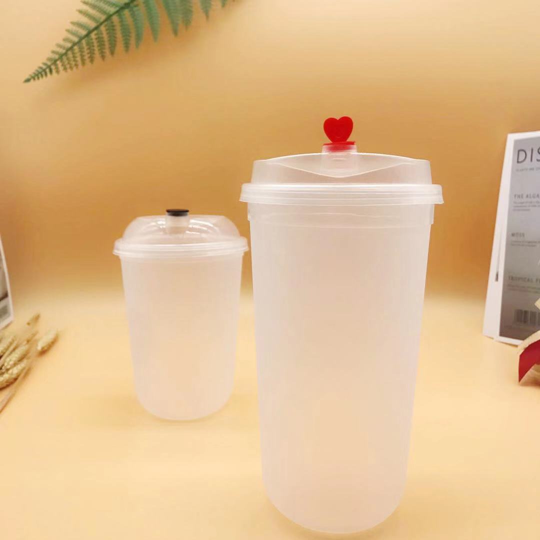 90口径一次性pp透明磨砂注塑杯奶茶杯冷饮果汁饮料打包可印刷logo