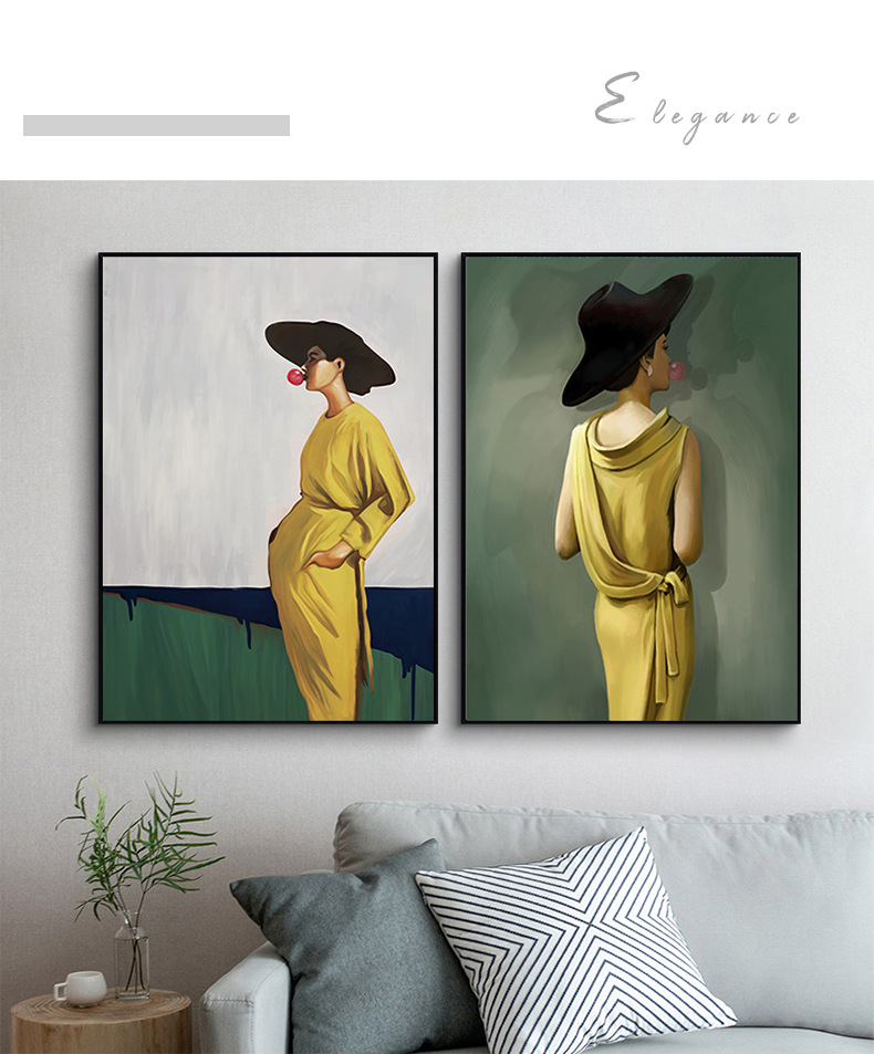 现代简约玄关装饰画人物美女卧室挂画简约餐厅油画北欧风客厅壁画