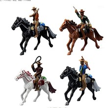 西部牛仔骑马模型四款混装 西部警察人偶模型  心理沙盘人物配件