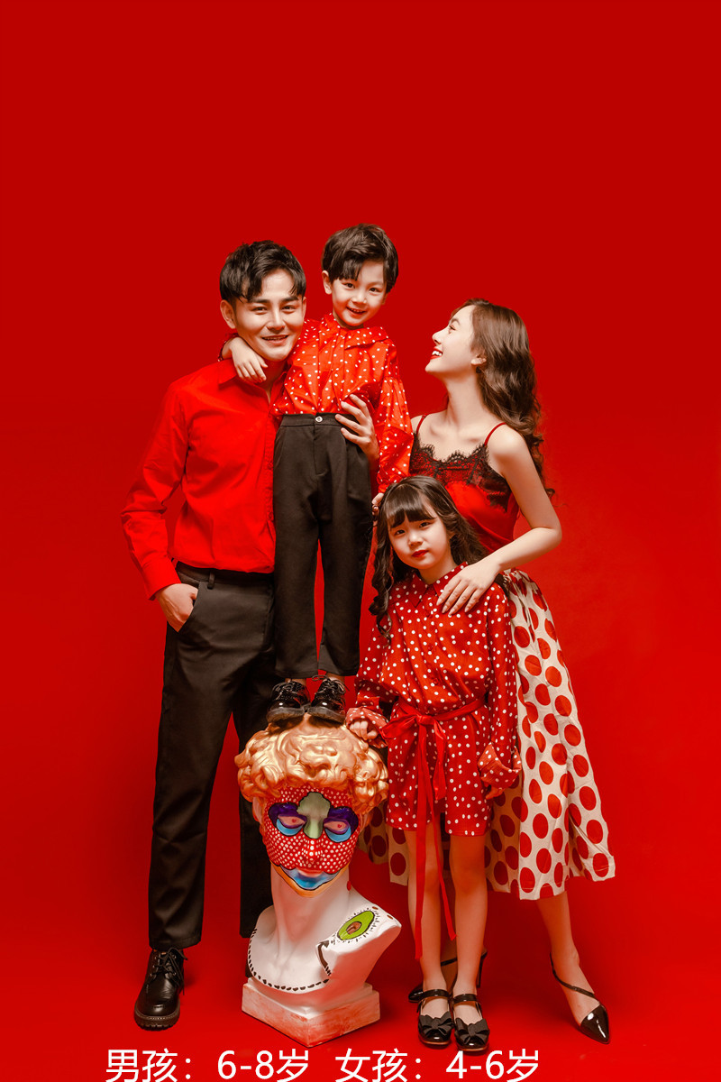 新款影楼全家福拍摄服装儿童摄影亲子装一家四口影楼拍照主题服饰