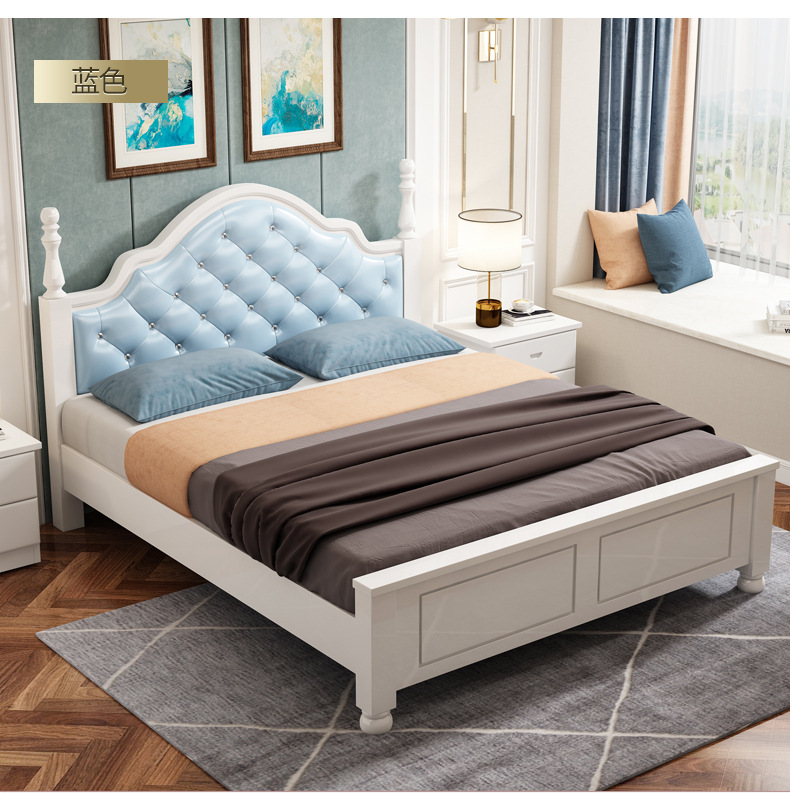 现代简约轻奢实木床1.8米双人床小户型1.5主卧家具北欧软包公主床