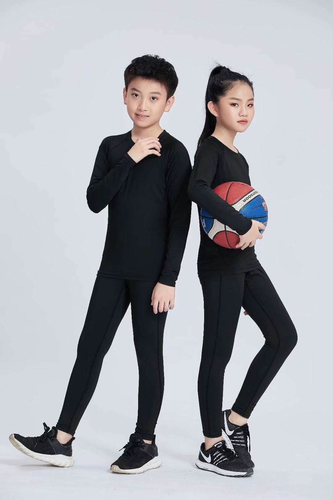 儿童紧身衣训练服男孩男童健身速干跑步篮球足球运动打底秋冬套装
