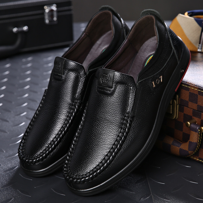 Soft Leather Men's Shoes Men's Business Formal Leather Shoes Men's Fashion Breathable Shoes British One Pedal Slip-on Casual Shoes