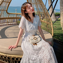 白色连衣裙新款超仙裙子海边度假蕾丝海滩长裙巴厘岛沙滩裙