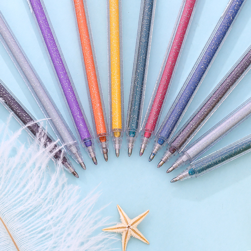 闪光啫喱笔彩色中性笔闪亮手账荧光珠光手帐专用颜色水彩笔