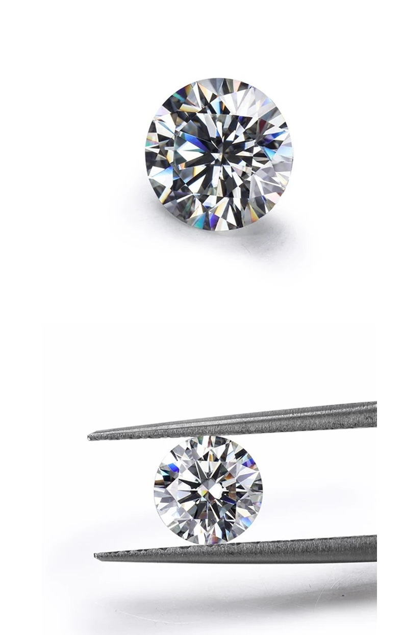 梧州宝石 人造莫桑石裸石 直播卖货莫桑钻 八心八箭d色圆形莫桑石