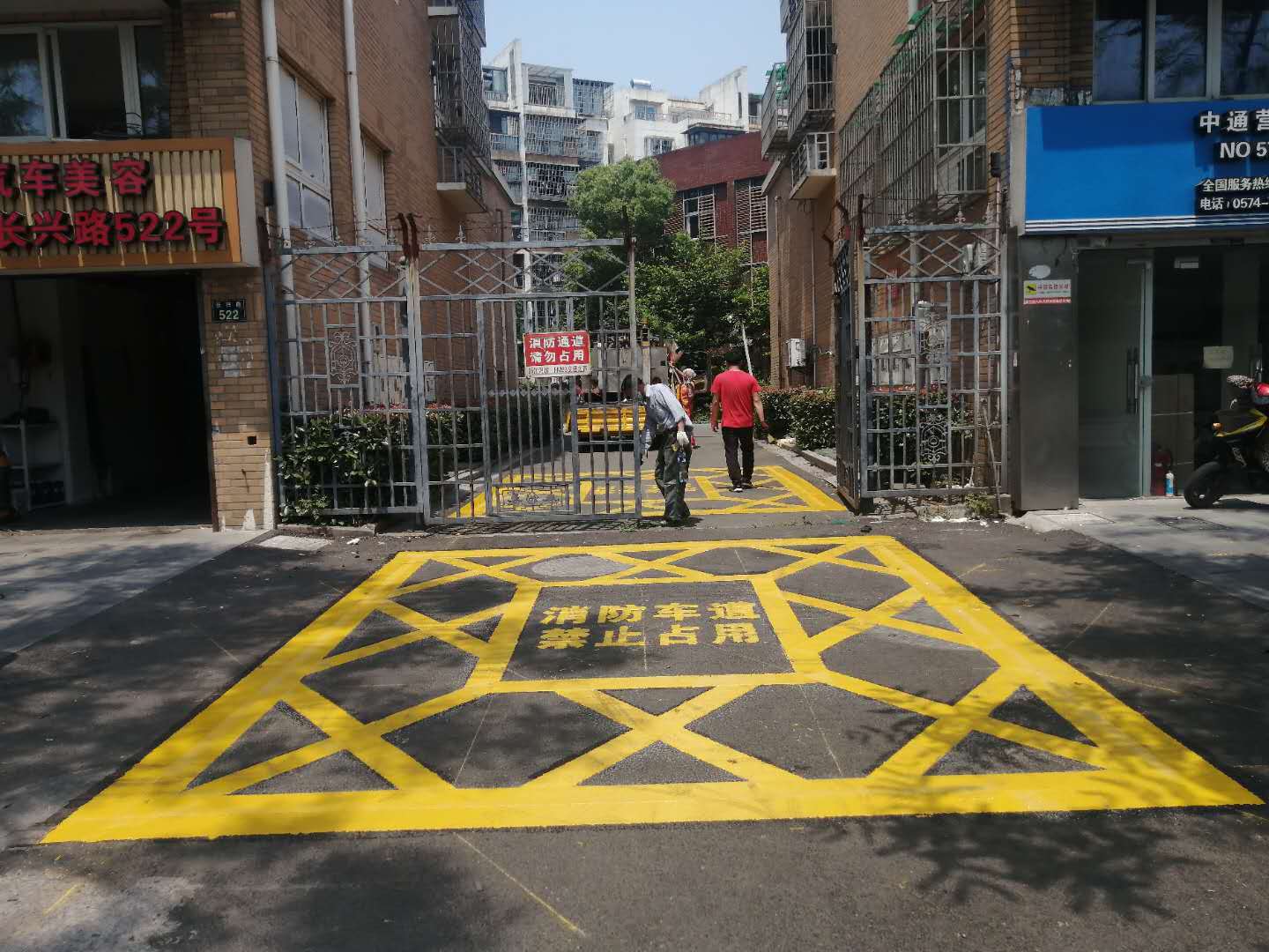 浙江停车场小区工厂热熔划线冷涂划线消防网格线消防登高面划线