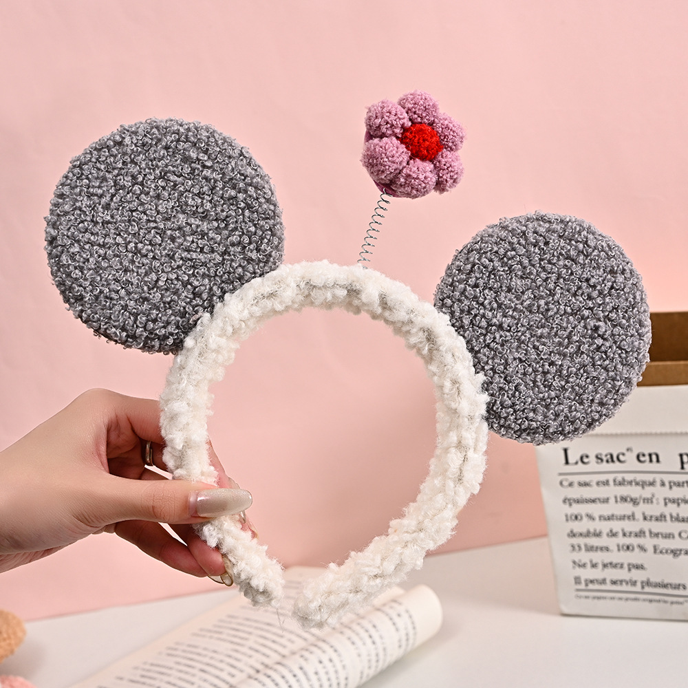 Korean Style Internet Celebrity PCs Little Red Flower Headband Wholesale Mickey Big Ears Face Wash Hair Band Cute Cartoon Small Flower Headband