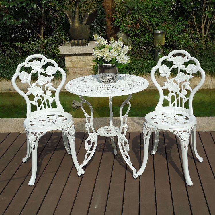 户外铸铝桌椅组合室外庭院家具欧式铝艺休闲花园阳台桌椅三件套