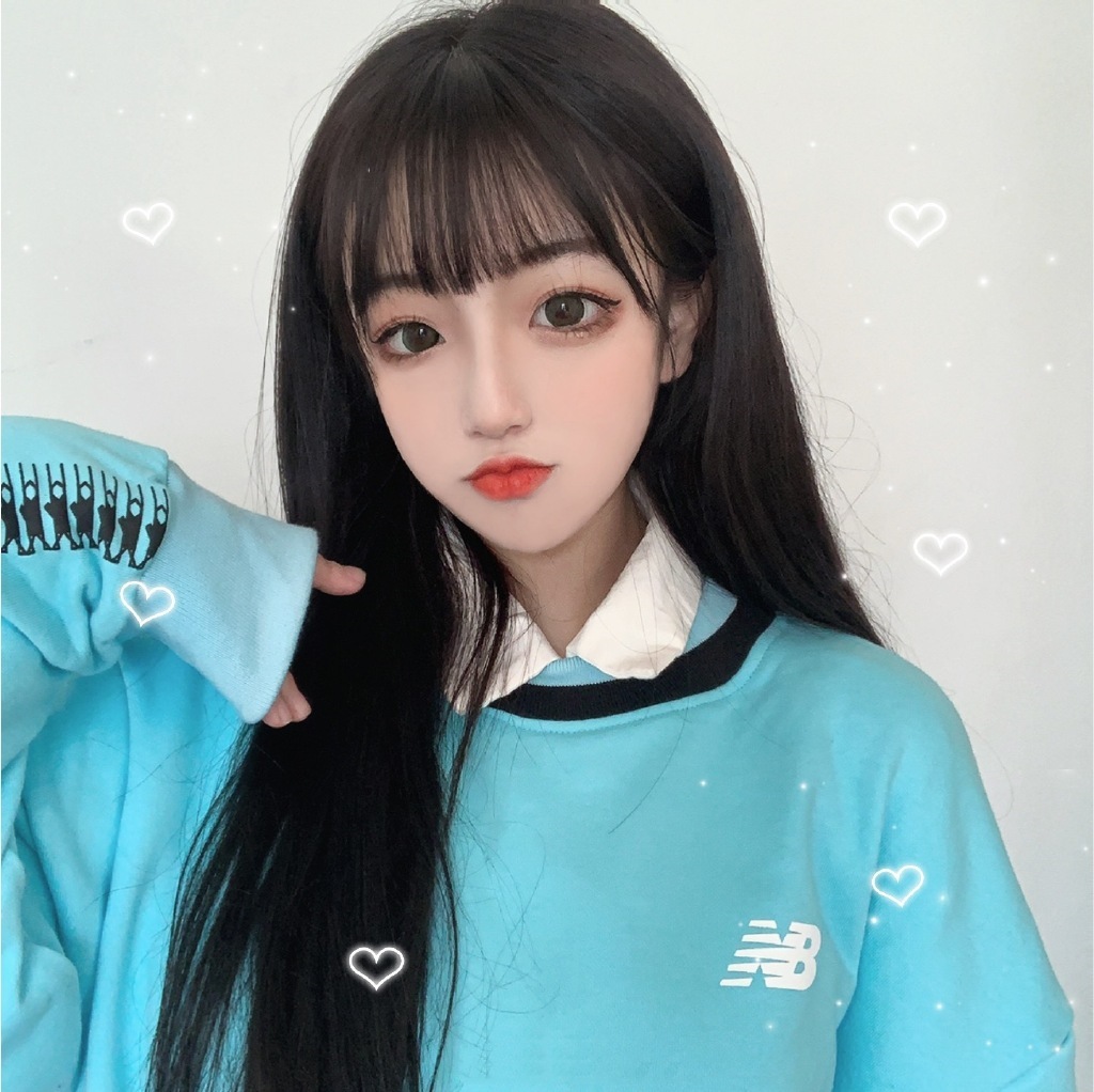 假发女长发漫画刘海黑长直全头套式网红同款化纤假发套女一件代发