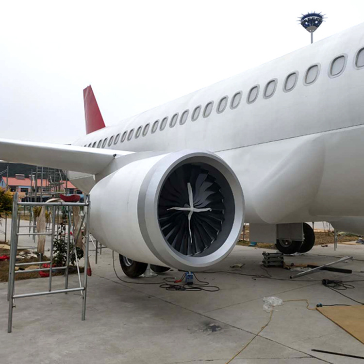 制做大型白色飞机27米仿真波音系列模型仓步行街网红打卡主题餐厅