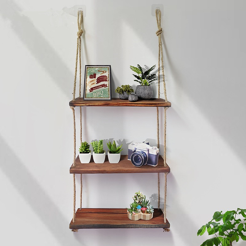 墙上栏杆客厅悬挂置物木板架绿植物花架室内墙面阳台壁挂式花盆架