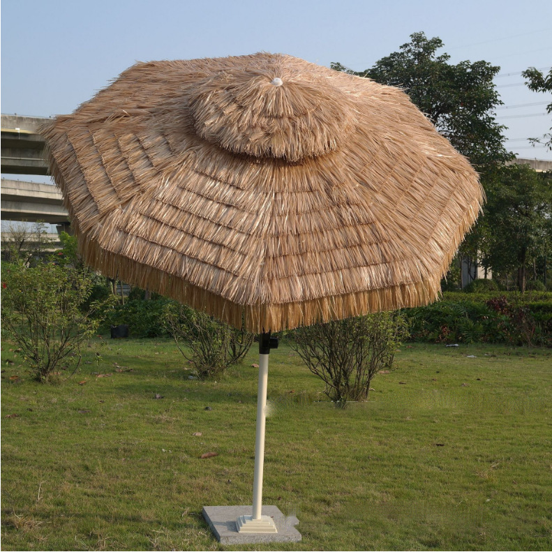 户外遮阳伞 沙滩稻草伞 仿真稻草侧立伞 室外花园庭院凉亭侧立伞